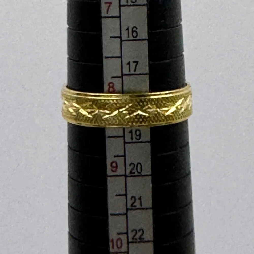 Gold Tone Textured Diamond Cut Band Ring Size 8.25 Women Fashion Jewelry‎ Y2K